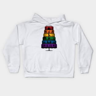 Lesbian Pride Wedding Cake with Rainbow Tiers Kids Hoodie